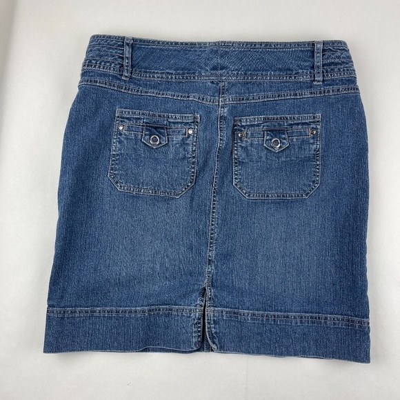 Code Bleu Jean Skirt Womens Size 10 Blue Denim Pockets Slit - Picture 7 of 9